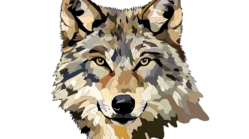 Stylized Wolf Face in Earth Tones