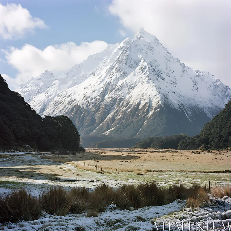 AI ART Winter Mountain Range Scenery