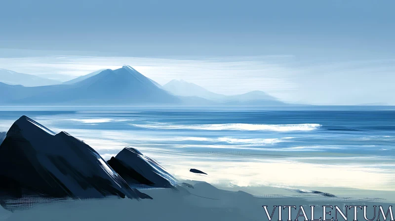 AI ART Coastal Mountain Serenity