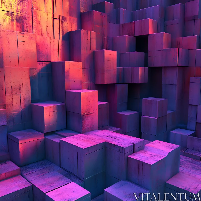 Colorful Cubic Blocks Arrangement AI Image