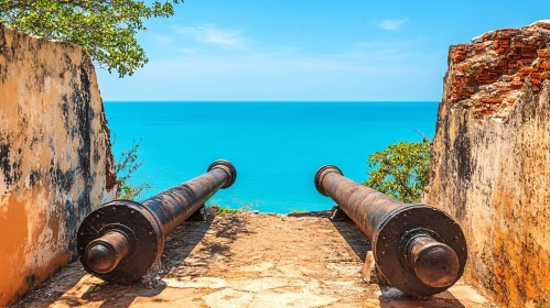 Vintage Cannons and Sea View