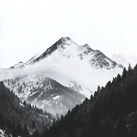 Monochrome Mountain Range in Winter