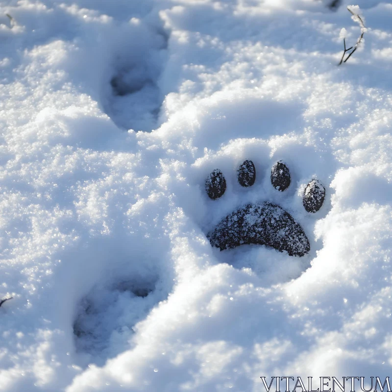 Snow-Covered Animal Track AI Image