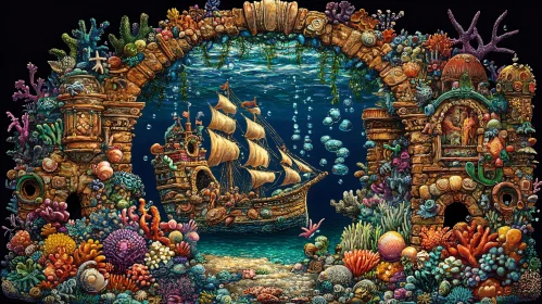 Coral Archway Sailing Ship