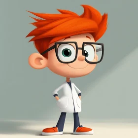 Animated Boy Scientist with Glasses