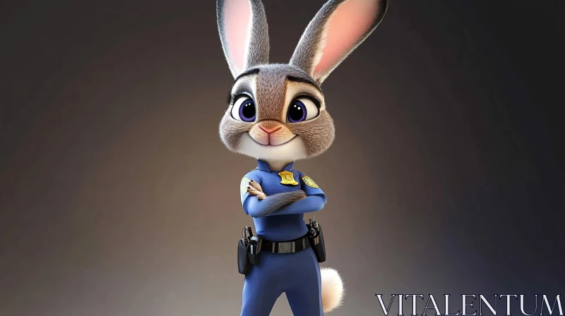 AI ART Cartoon Rabbit Police Officer Illustration