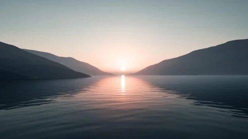 Mountain Lake Sunset Reflection