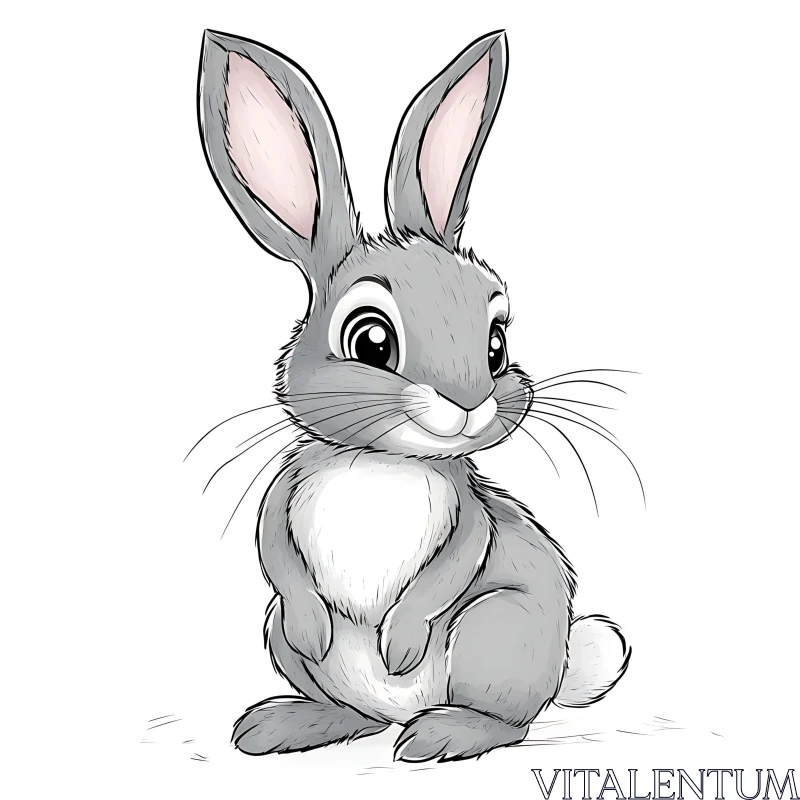 Cartoon Rabbit with Grey Fur AI Image