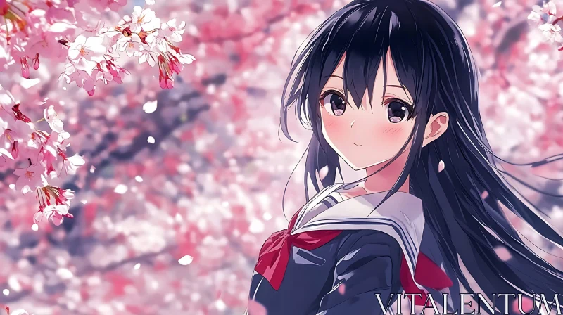 Spring Sakura Anime Scene AI Image