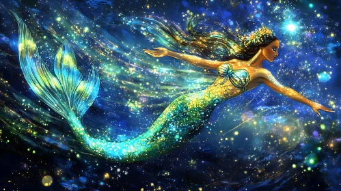 Fantasy Mermaid Art with Stars