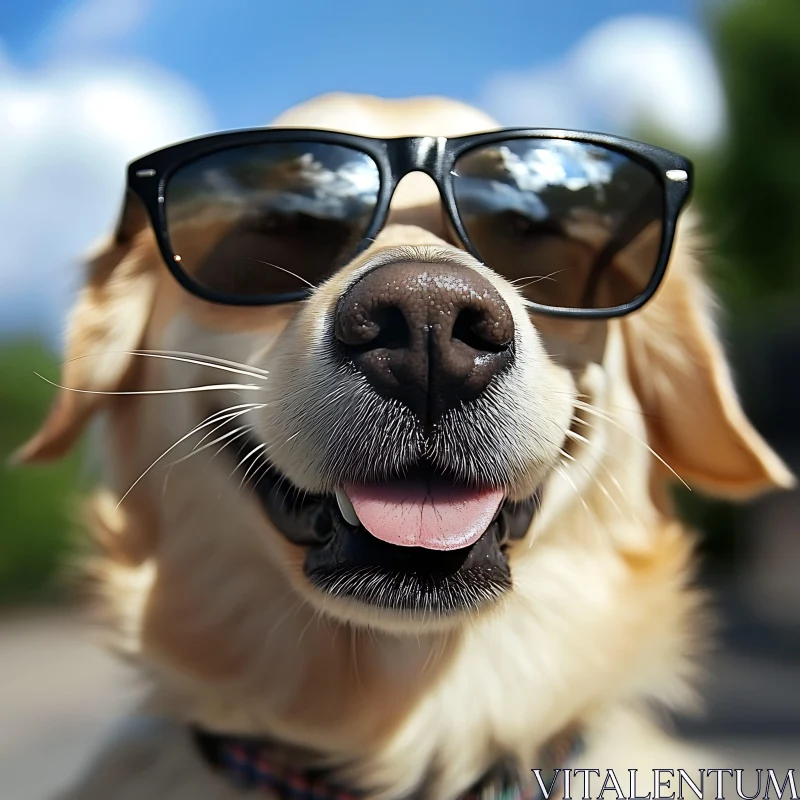 Cool Golden Retriever with Sunglasses AI Image