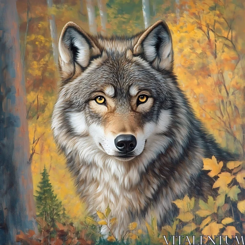 AI ART Portrait of a Wolf in Fall