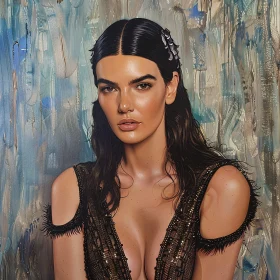 Portrait of Kendall Jenner in Shimmering Dress