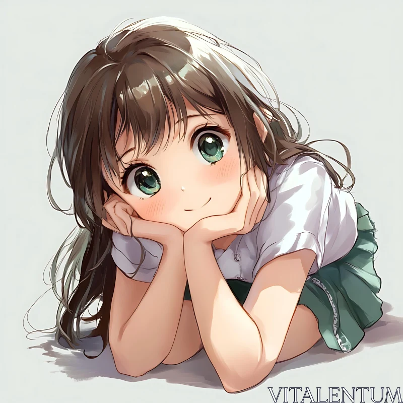 Cute Anime Illustration of a Young Girl AI Image