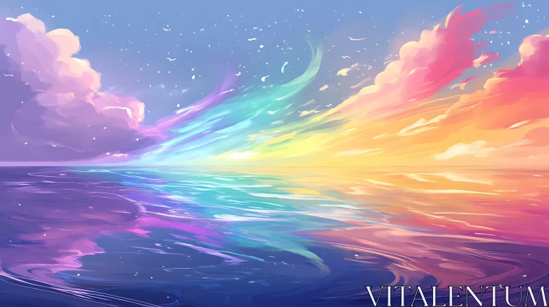 AI ART Dreamy Pastel Ocean Reflection