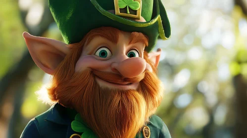 Smiling Leprechaun with Green Hat