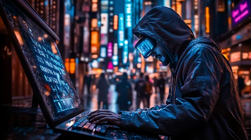 Hooded Hacker in the City