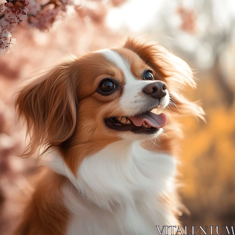 Happy Dog Among Spring Flowers AI Image