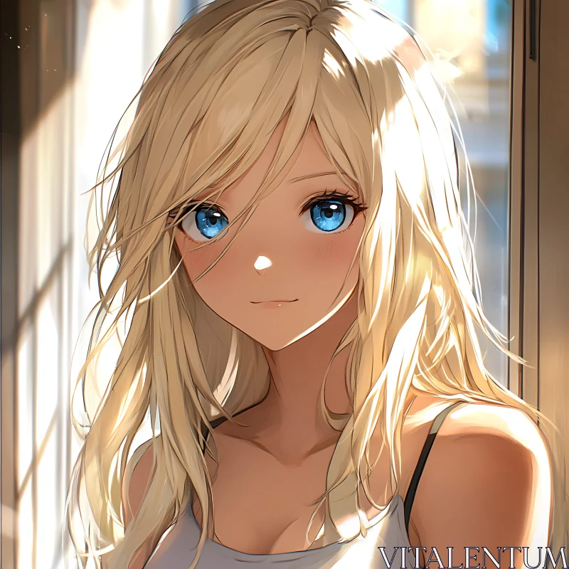 AI ART Sunlit Anime Girl Portrait