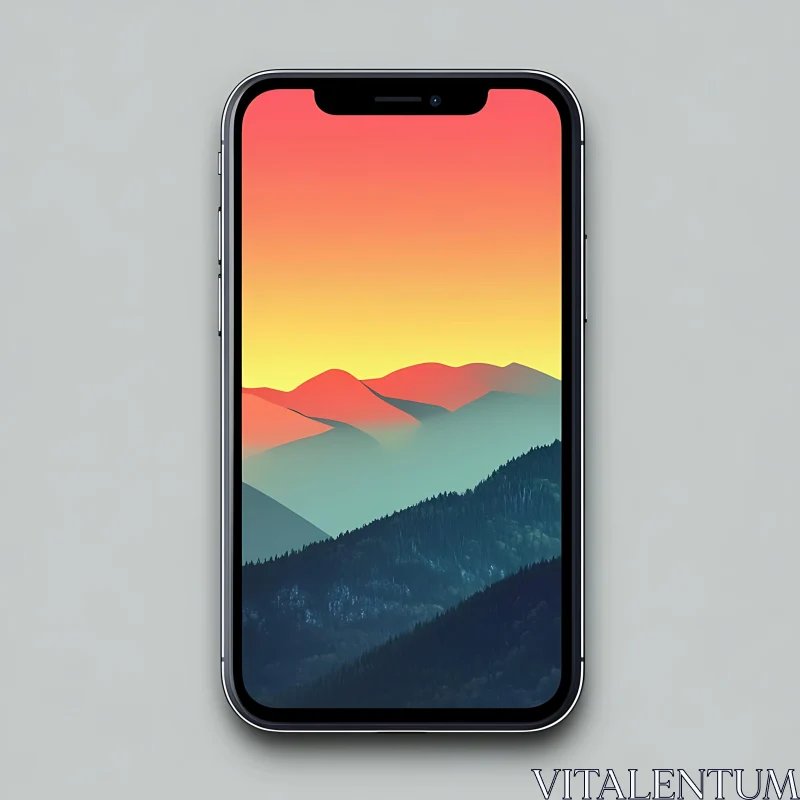 Gradient Mountain View on Phone AI Image