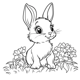 Cute Bunny in a Floral Meadow
