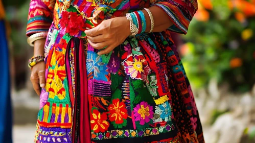 Floral Embroidered Garment with Silver Jewelry