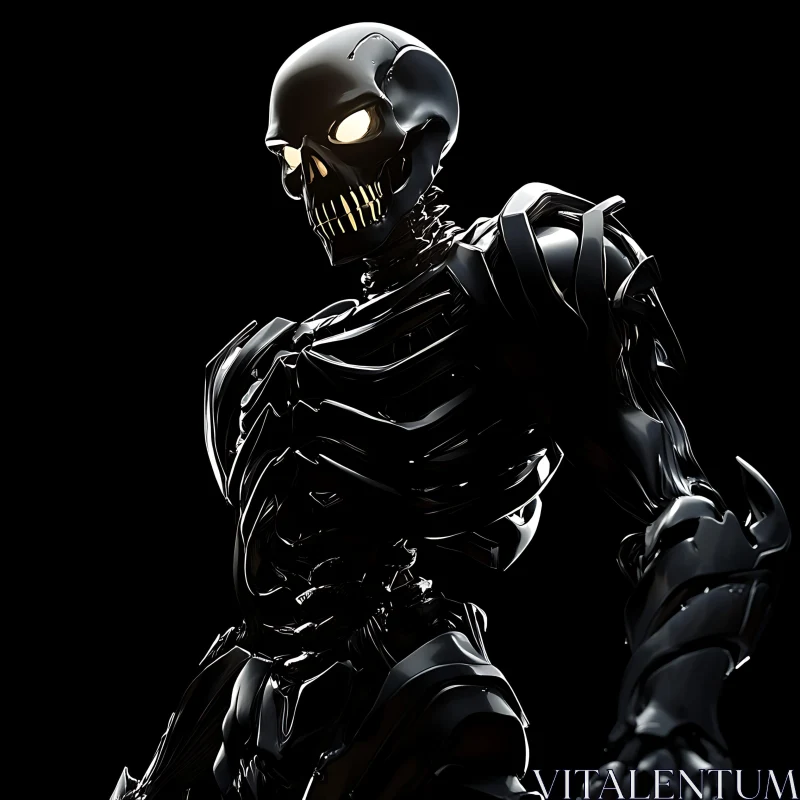 AI ART Monochrome Metal Skeleton
