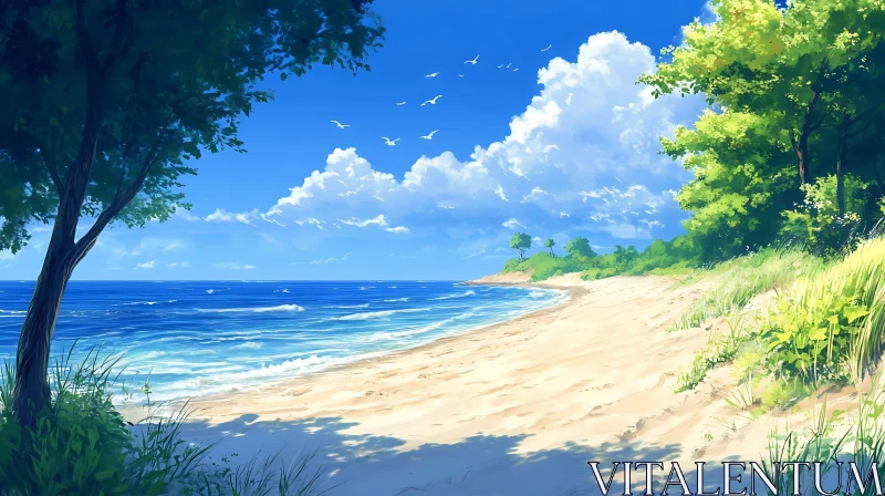 AI ART Peaceful Beach View