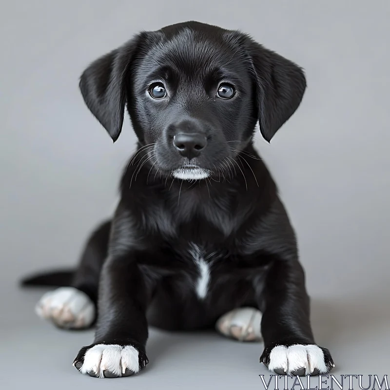 Cute Black and White Puppy Image AI Image