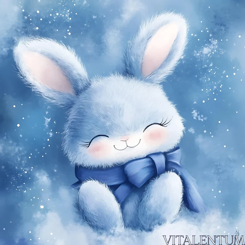 AI ART Cute Bunny with Scarf Illustration