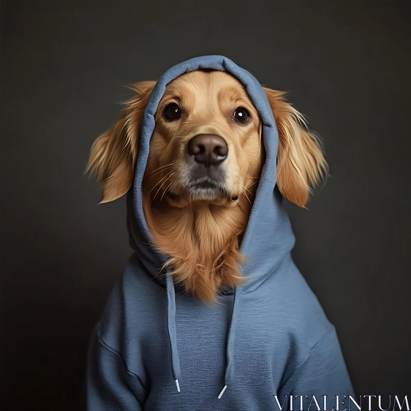 Dog Wearing a Hoodie - Portrait AI Image