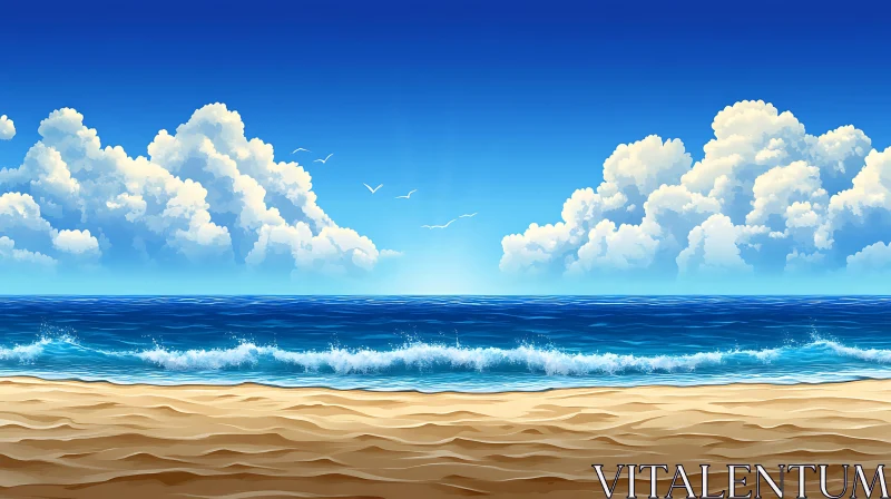 AI ART Seascape with Waves and Clouds