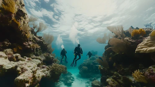 Divers Exploring the Depths of the Ocean