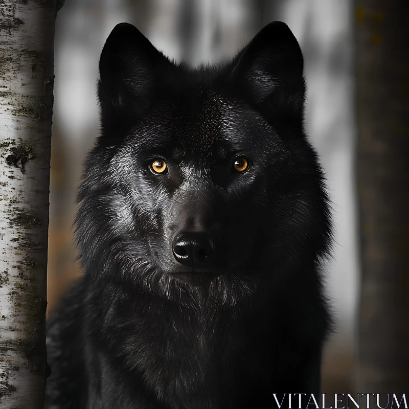 AI ART Golden-Eyed Wolf in the Wilderness