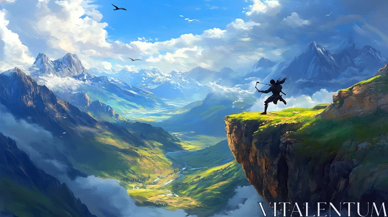 AI ART Mountain Valley Archer Landscape