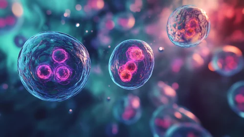 Translucent Cells in Teal and Magenta