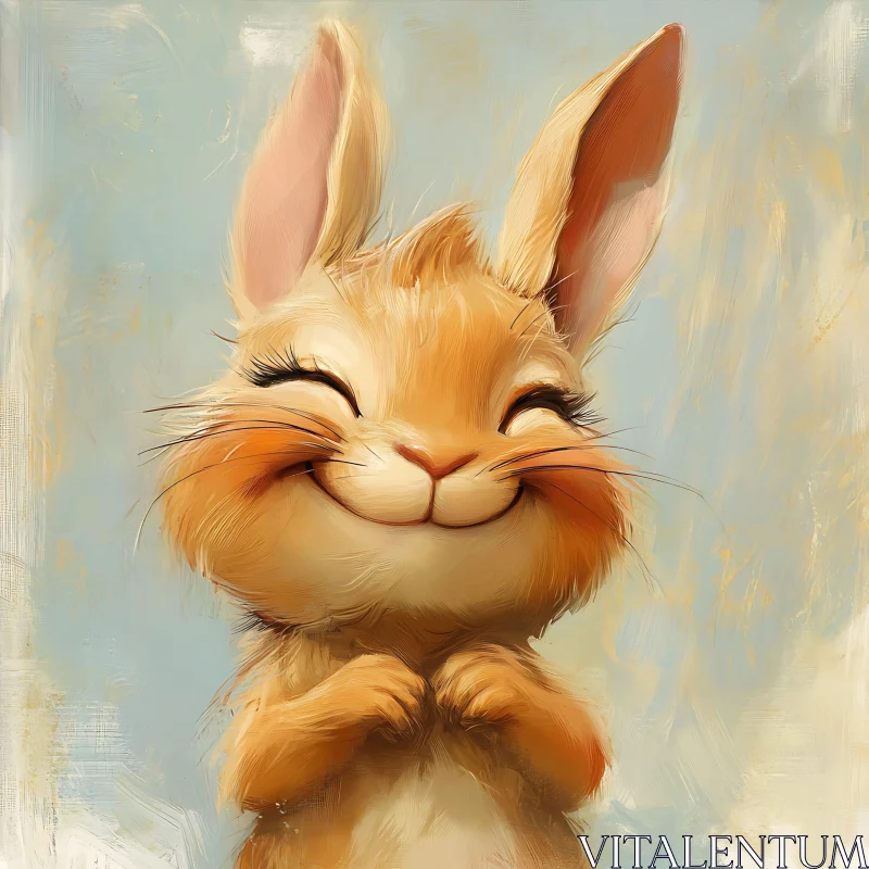 Smiling Bunny Art: A Portrait of Happiness AI Image