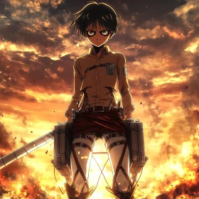 Fiery Backdrop Anime Character