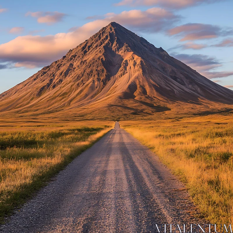 AI ART Mountain Road Landscape at Sunset