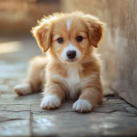 Cute Puppy with Fluffy Coat