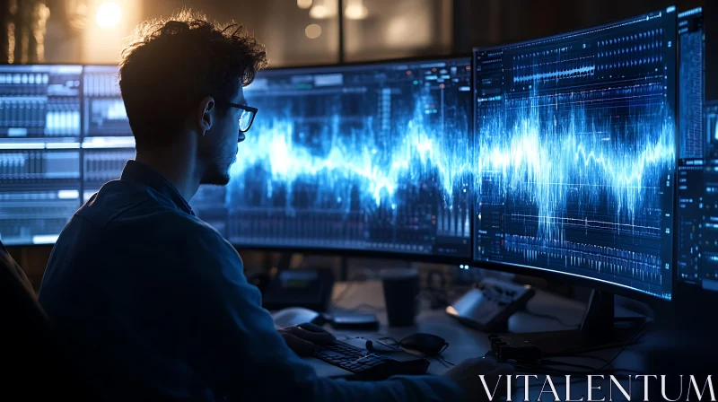 Blue Waveform Data Analysis AI Image