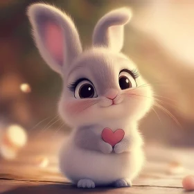 Fluffy Rabbit with Pink Heart