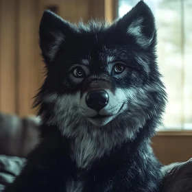 Up Close Wolf with Expressive Eyes