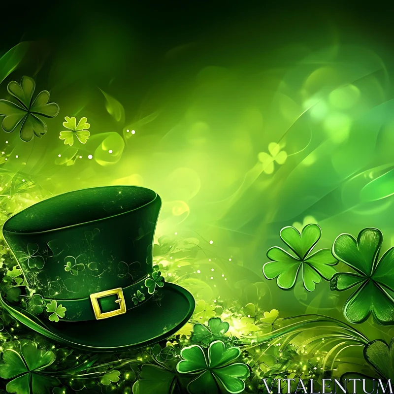 AI ART Lucky Green Hat with Clovers