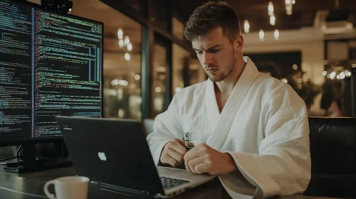 Man Coding in Comfortable Attire