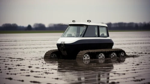 Autonomous Tractor in Muddy Field: A Modern Take on Dutch Marine Scenes