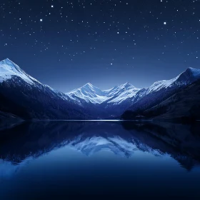 Starry Night Mountain Lake Scenery