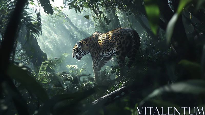 Jaguar Emerging from the Jungle AI Image