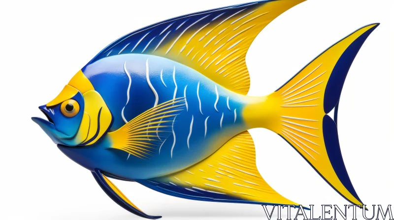 Blue and Yellow Angel Fish: A Detailed Hand-Painted Illustration AI Image