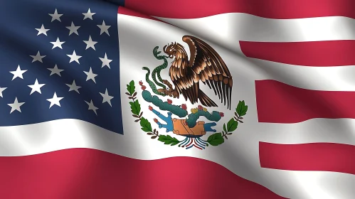 American and Mexican Flags Fusion